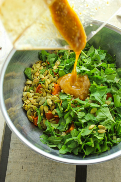 Roasted Sweet Potato Salad with Ginger Miso Dressing from The Fitchen