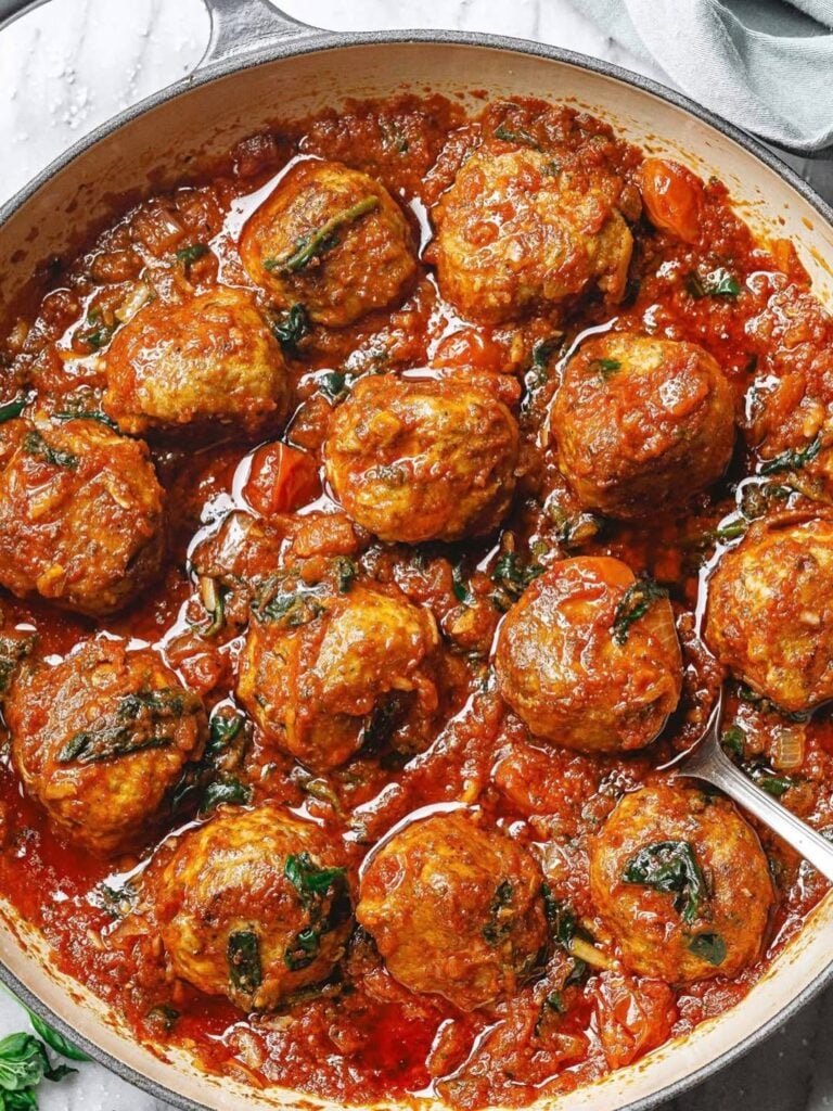 One-pan turkey meatballs with roasted peppers