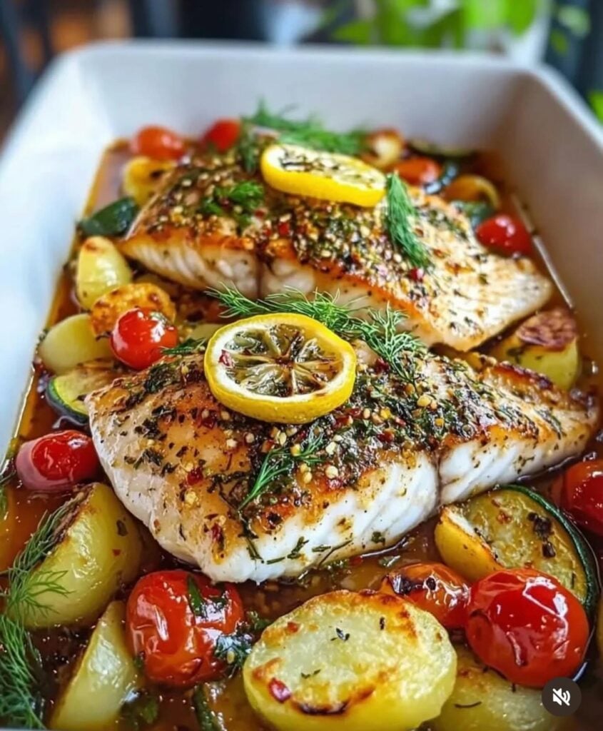Seafood With Roasted Vegetables